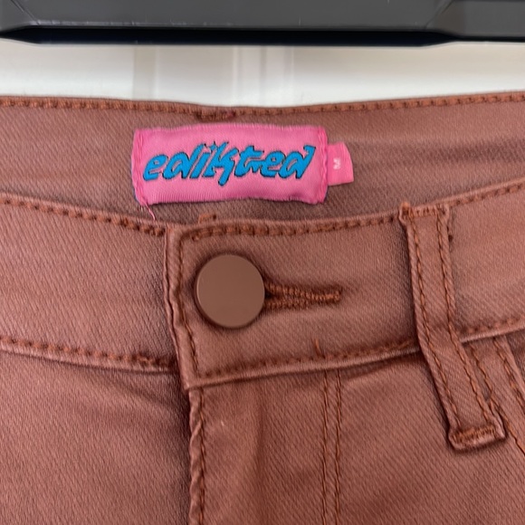 Edikted Pants Edikted Leather Flare Pants Brown Poshmark